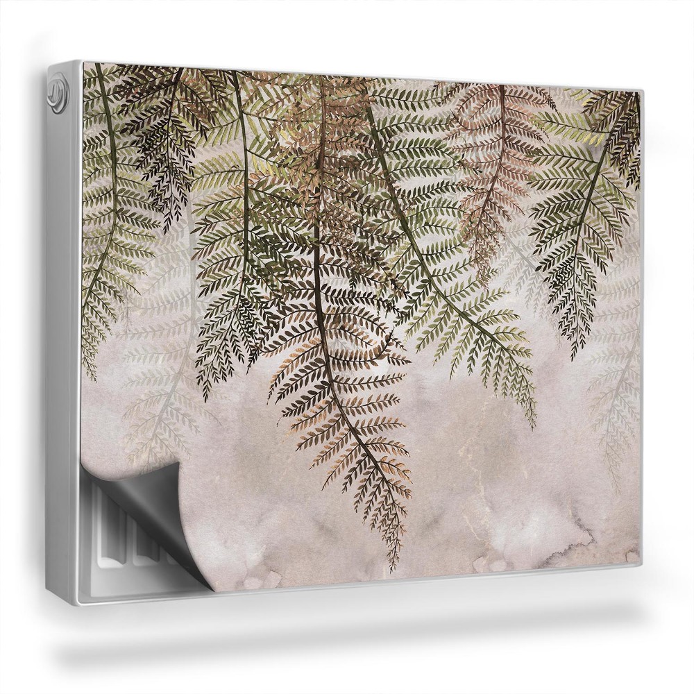 Magnetický kryt na radiátor Kapradina listy světlé pozadí s akvarelovými stopami