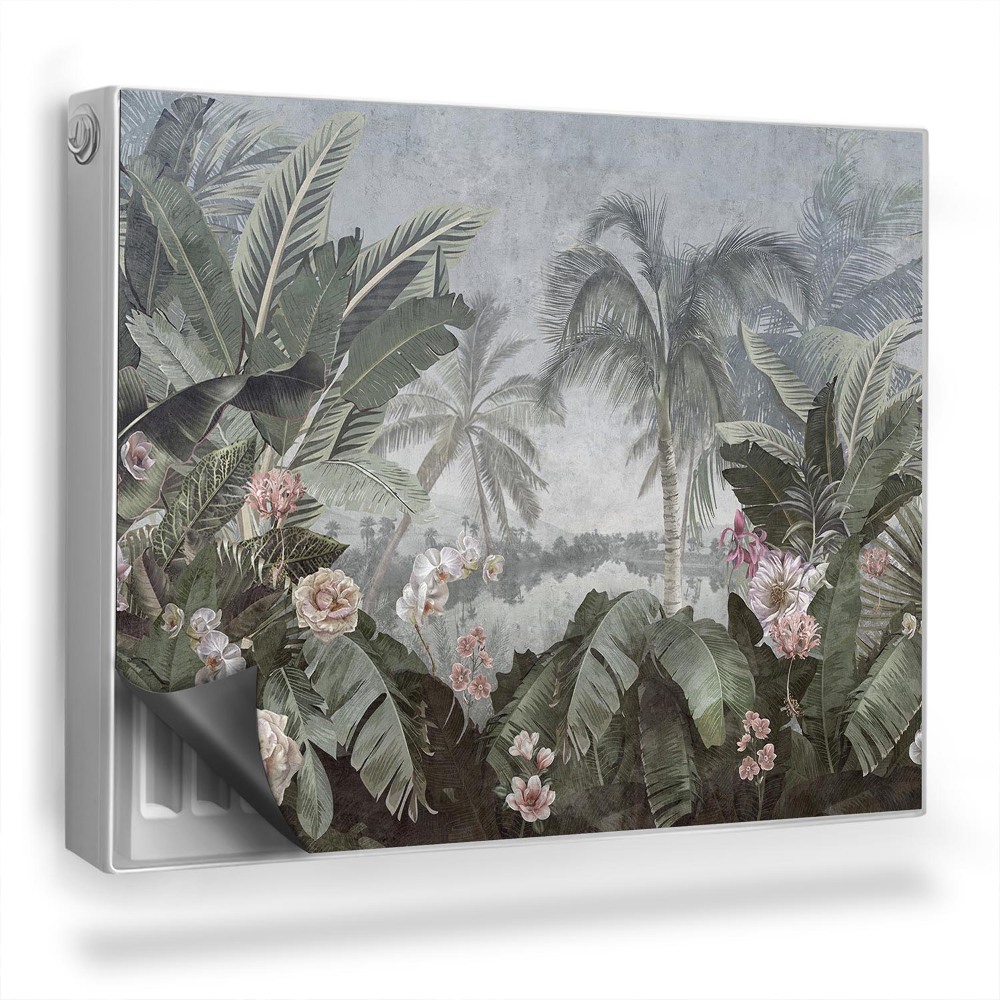 Dekorativní magnet na radiátor Palmy, květiny a rostliny džungle, vybledlé