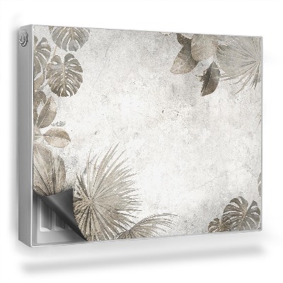 Magnetický kryt na radiátor Tropické listy na betonové textuře boho