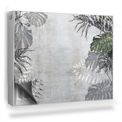 Dekorativní magnet na radiátor Textura betonu a tropické listy boho