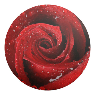 Podložka pod křeslo kulatá Růže s kapkami vody