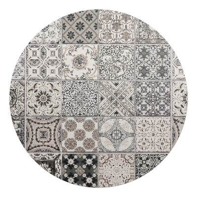Podložka pod židli kulatá Dlaždice v retro stylu