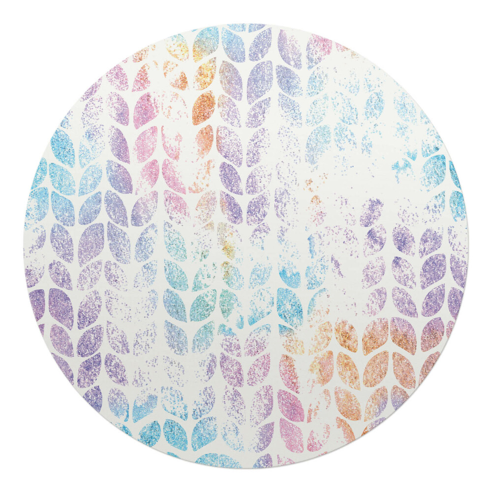Podložka pod židli kulatá Listy v pastelových barvách