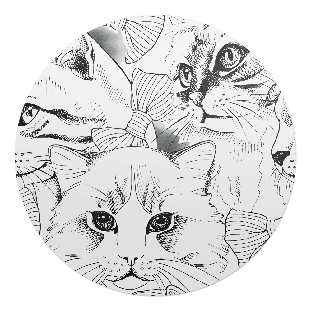 Podložka pod křeslo kulatá Kočky s mašlemi