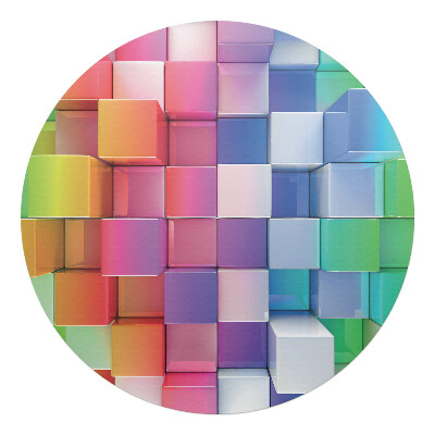 Ochranná podložka pod židli kulatá Barevné 3D kostky