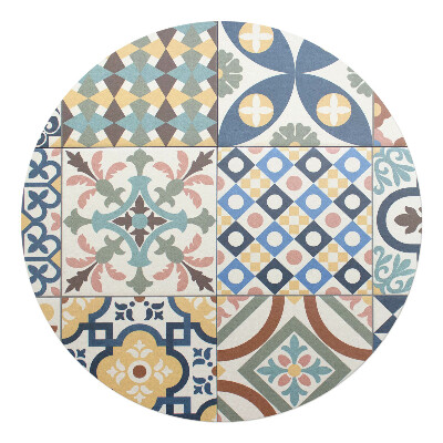 Podložka pod židli kulatá Retro vzor dlaždic