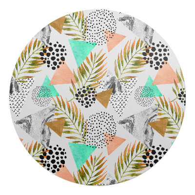 Podložka pod křeslo kulatá Geometrické listy