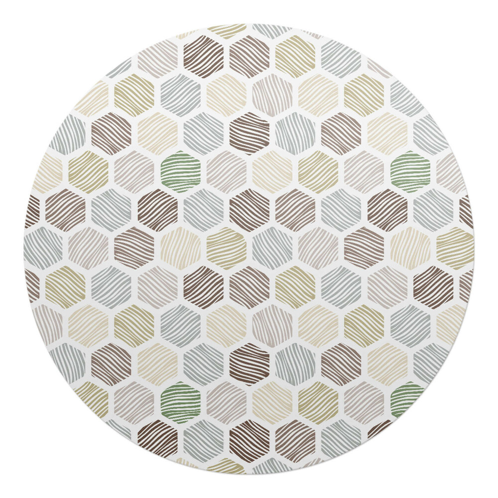 Podložka pod křeslo kulatá Šestiúhelníky s pruhy