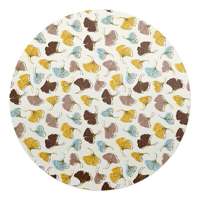 Ochranná podložka pod židli kulatá Vzorek listů gingo
