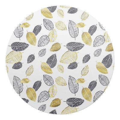 Podložka pod židli kulatá Listový retro vzor