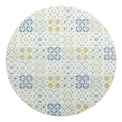 Ochranná podložka pod židli kulatá Geometrický retro vzor