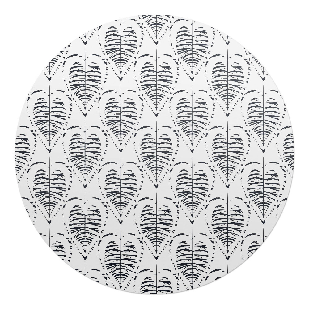 Ochranná podložka pod židli kulatá Listy symetrie retro