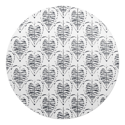 Ochranná podložka pod židli kulatá Listy symetrie retro