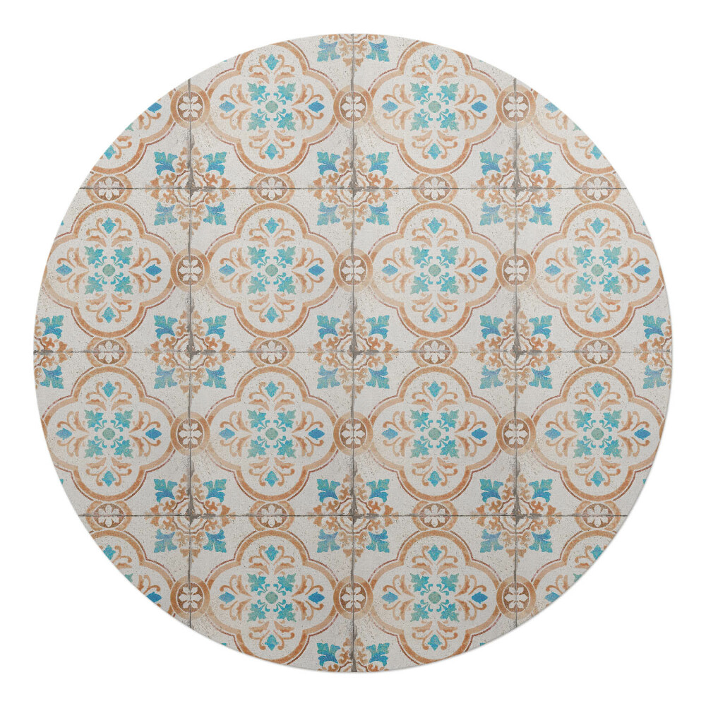 Podložka pod křeslo kulatá Retro dlaždicová ozdoba