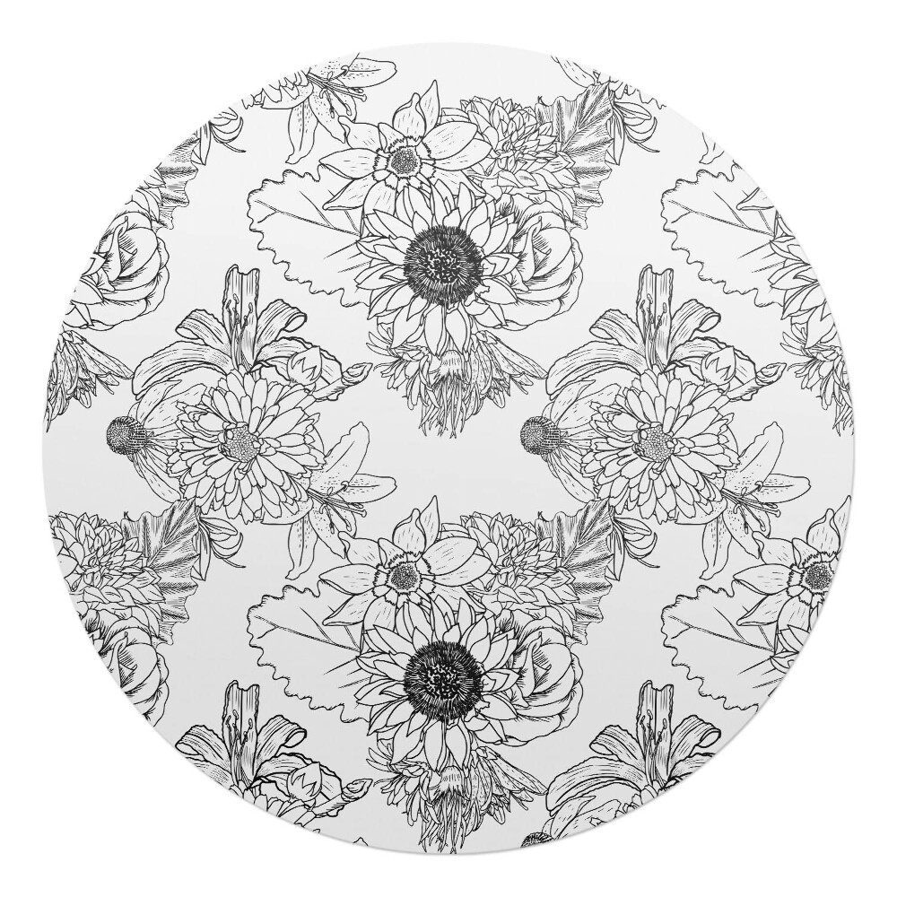 Podložka pod židli kulatá Květinový lineární vzor