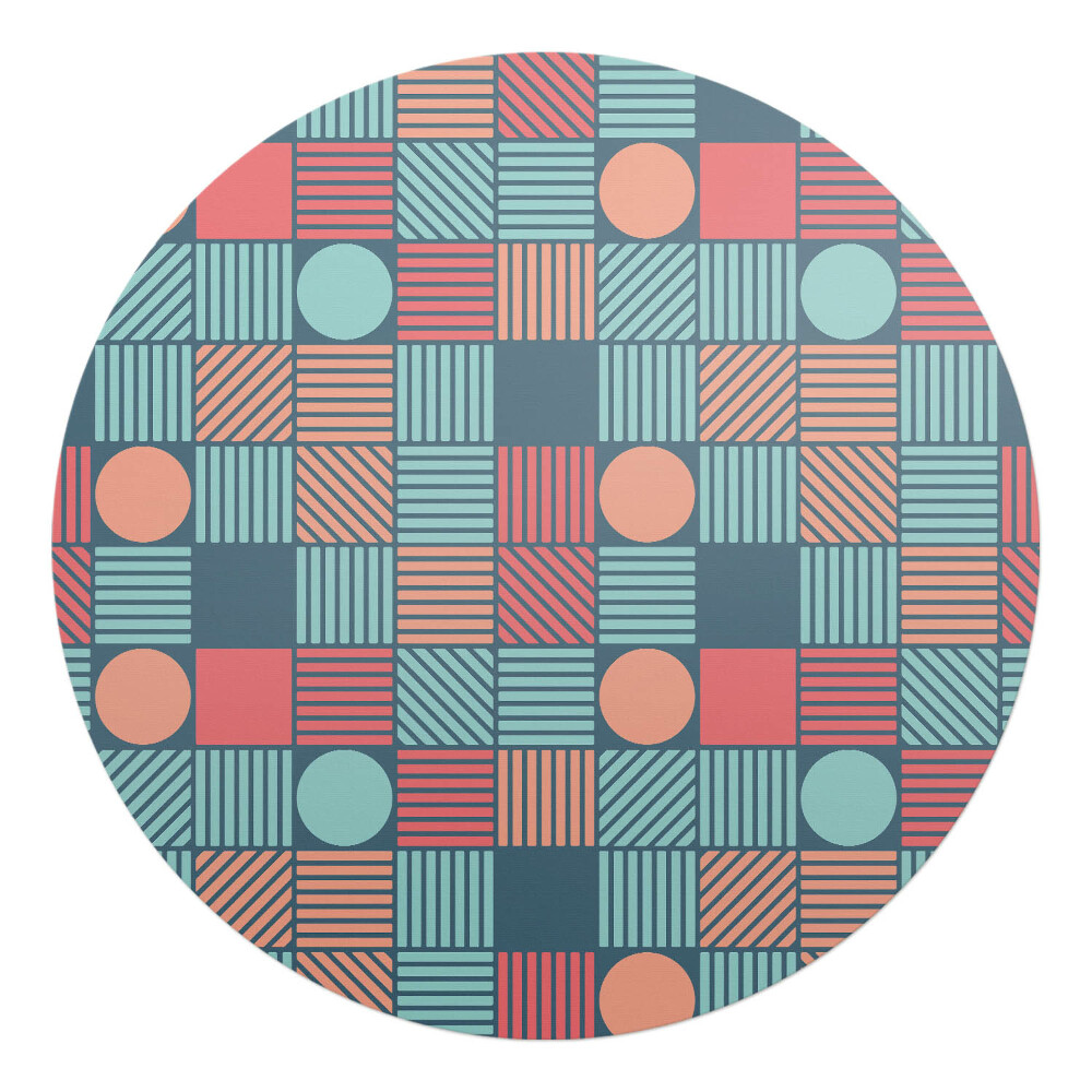 Ochranná podložka na podlahu kulatá Geometrický retro vzor