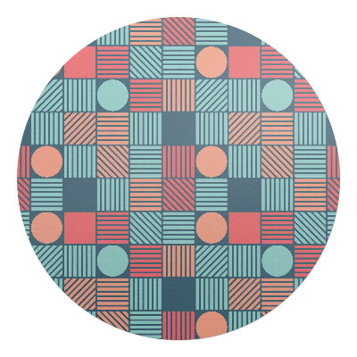 Ochranná podložka na podlahu kulatá Geometrický retro vzor