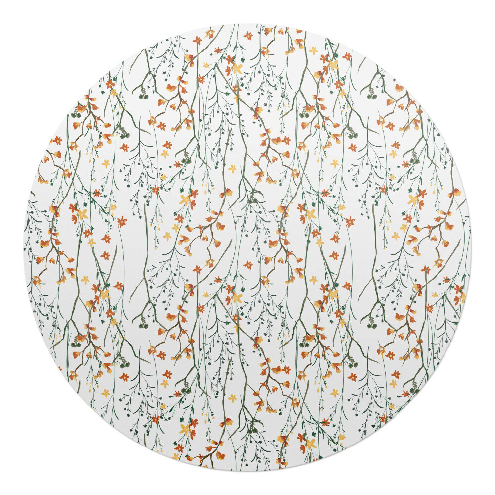 Podložka pod křeslo kulatá Podzimní květiny větvička