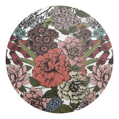 Ochranná podložka na podlahu kulatá Retro květinový vzor