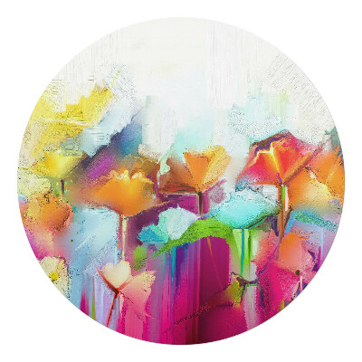 Podložka pod židli kulatá Abstraktní květiny