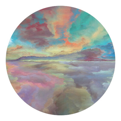 Ochranná podložka pod židli kulatá Mraky v pastelových barvách