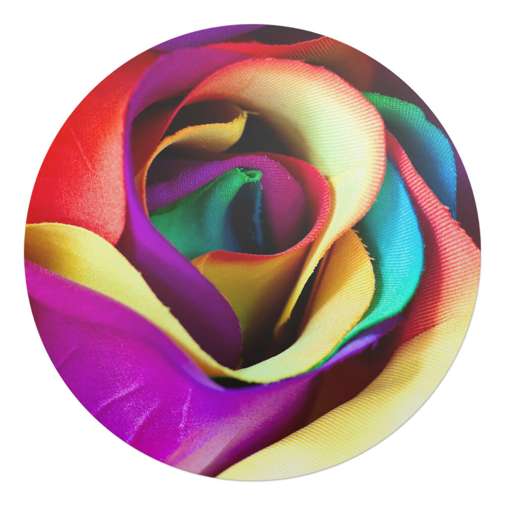 Podložka pod židli kulatá Duhově zbarvený květ