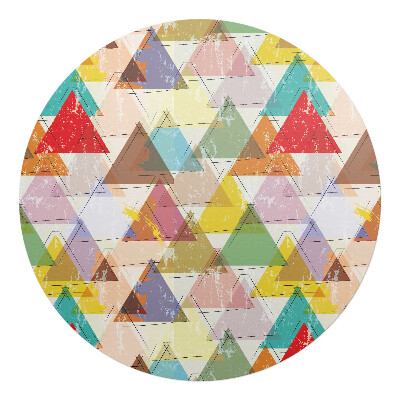 Podložka pod křeslo kulatá Barevné retro trojúhelníky