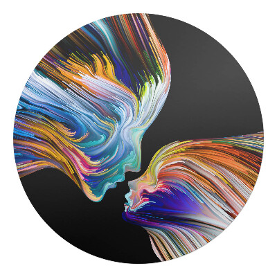 Podložka pod židli kulatá Barevné tváře v pohybu