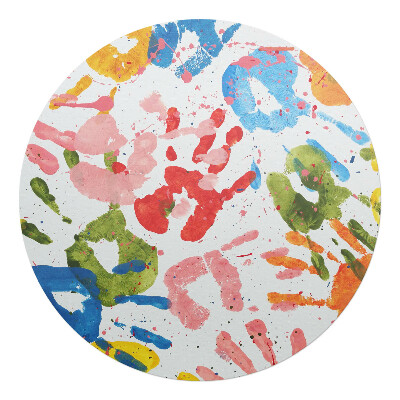 Ochranná podložka na podlahu kulatá Barevné otisky rukou