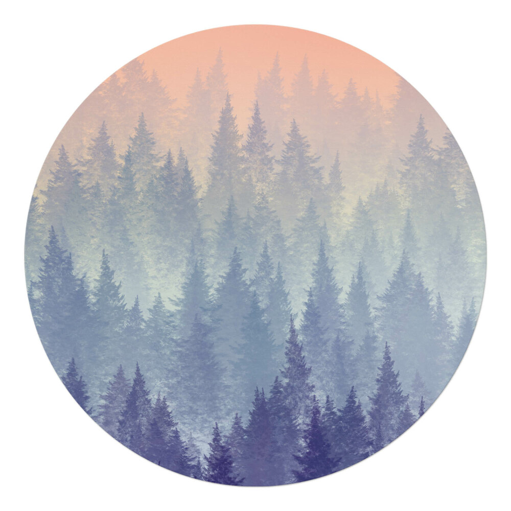Podložka pod židli kulatá Panorama mlžného lesa