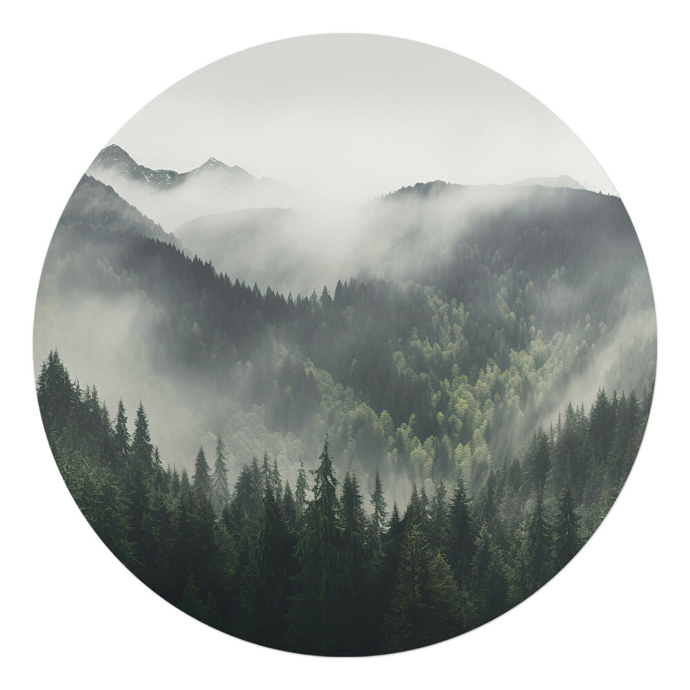 Ochranná podložka na podlahu kulatá Mlha nad lesem