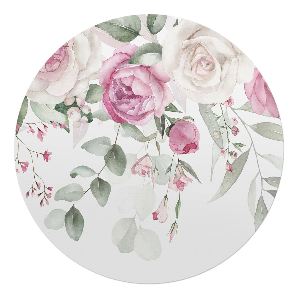Podložka pod židli kulatá Pastelové květiny a listy