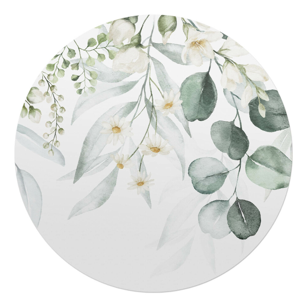 Podložka pod židli kulatá Květinový listový vzor