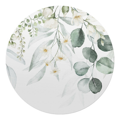 Podložka pod židli kulatá Květinový listový vzor