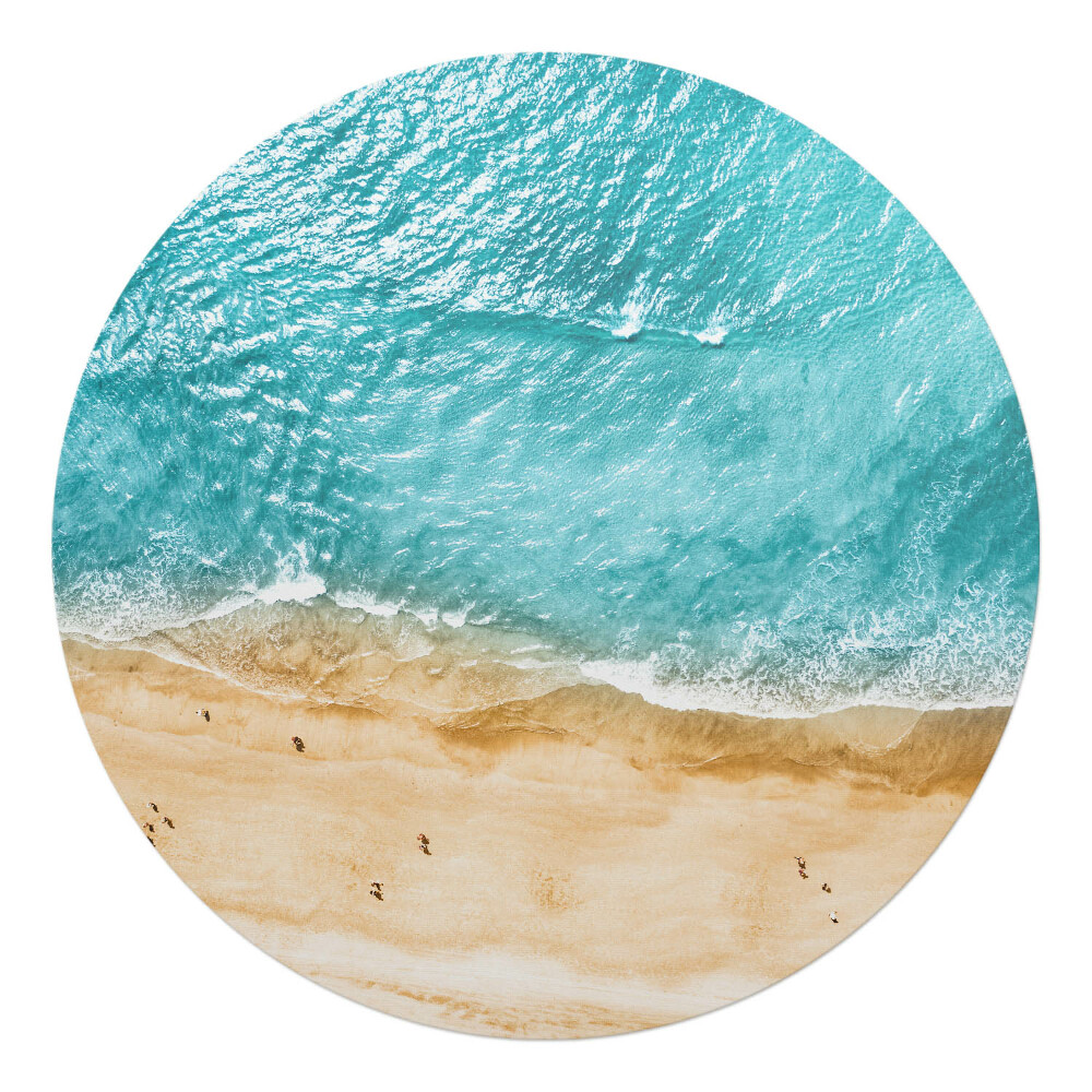 Podložka pod židli kulatá Pláž a vlny z ptačí perspektivy