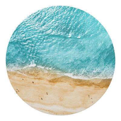 Podložka pod židli kulatá Pláž a vlny z ptačí perspektivy