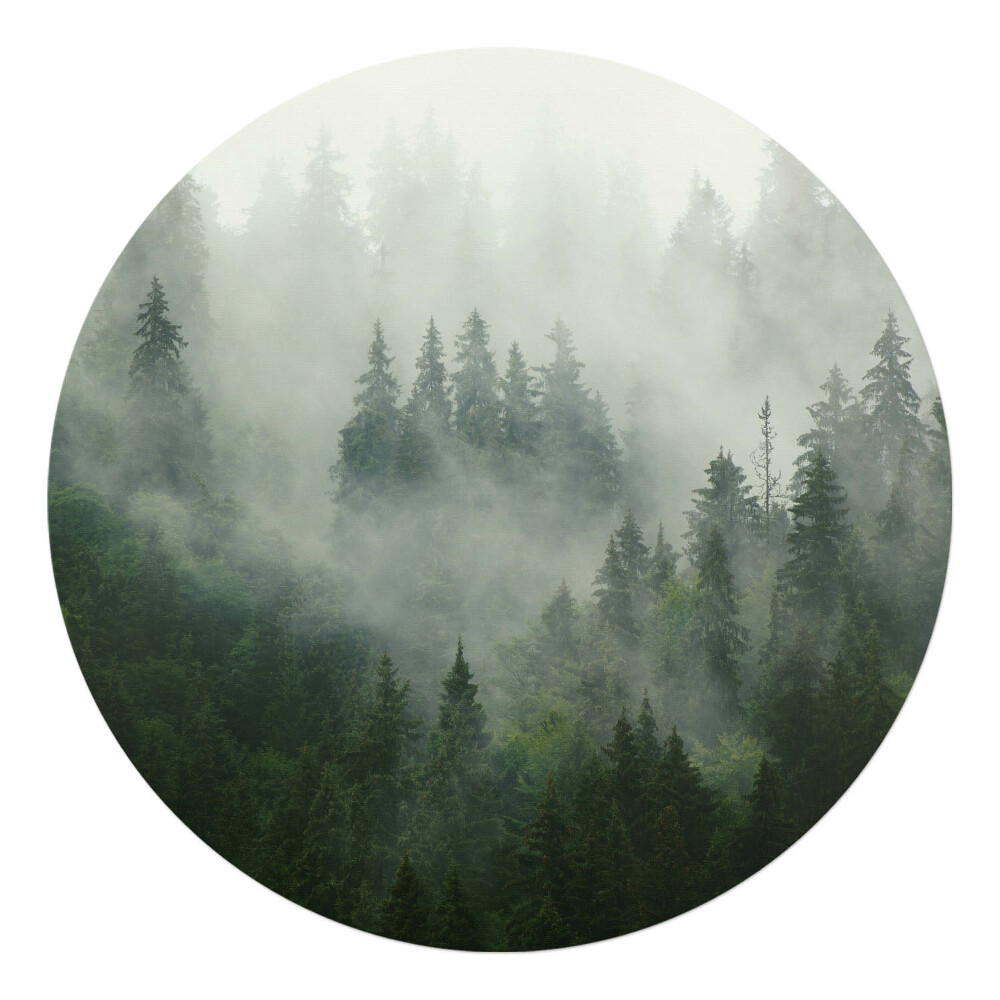 Ochranná podložka pod židli kulatá Mlžný jehličnatý les