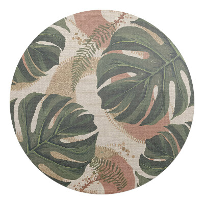 Ochranná podložka pod židli kulatá Listy monstery retro