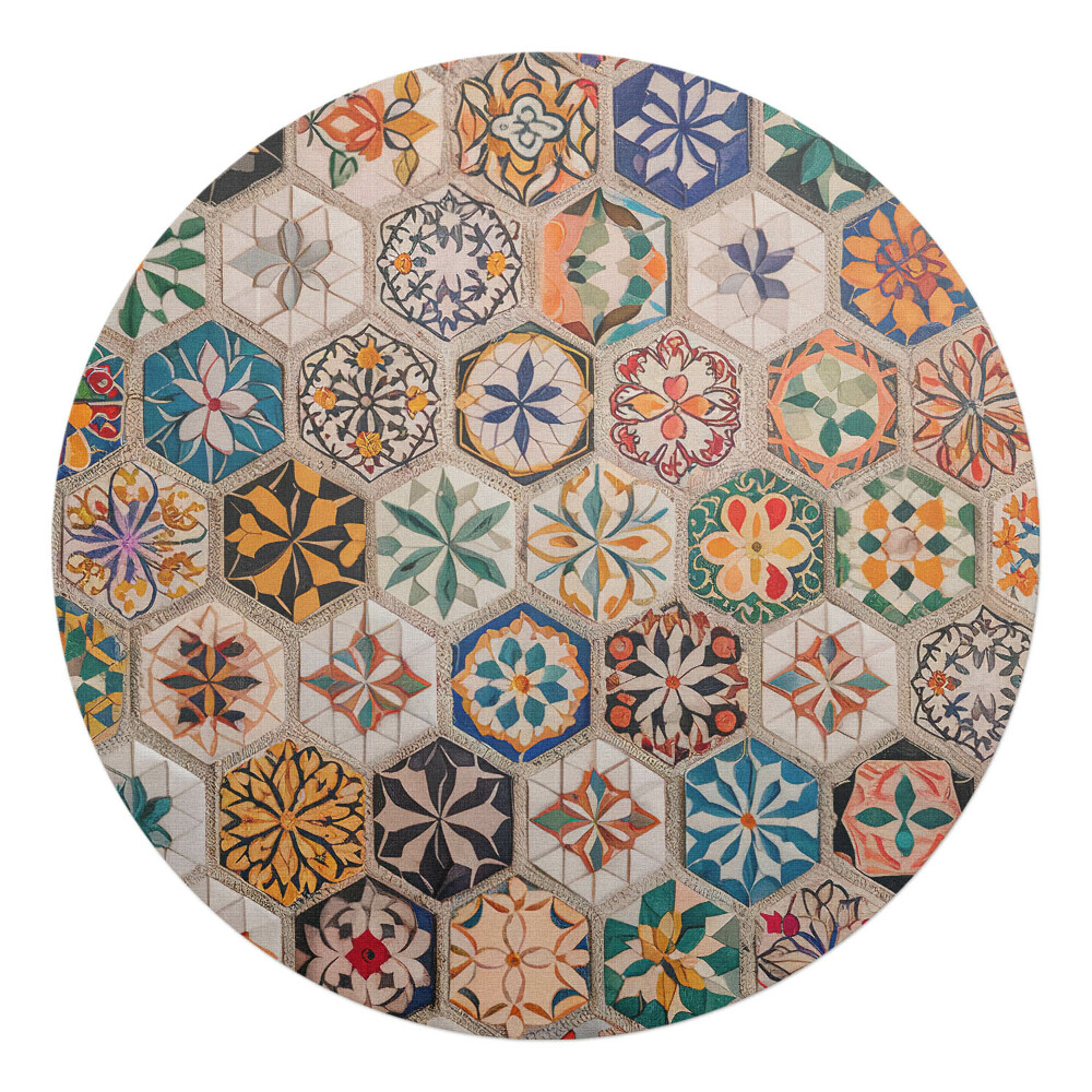 Ochranná podložka pod židli kulatá Květinová mozaika