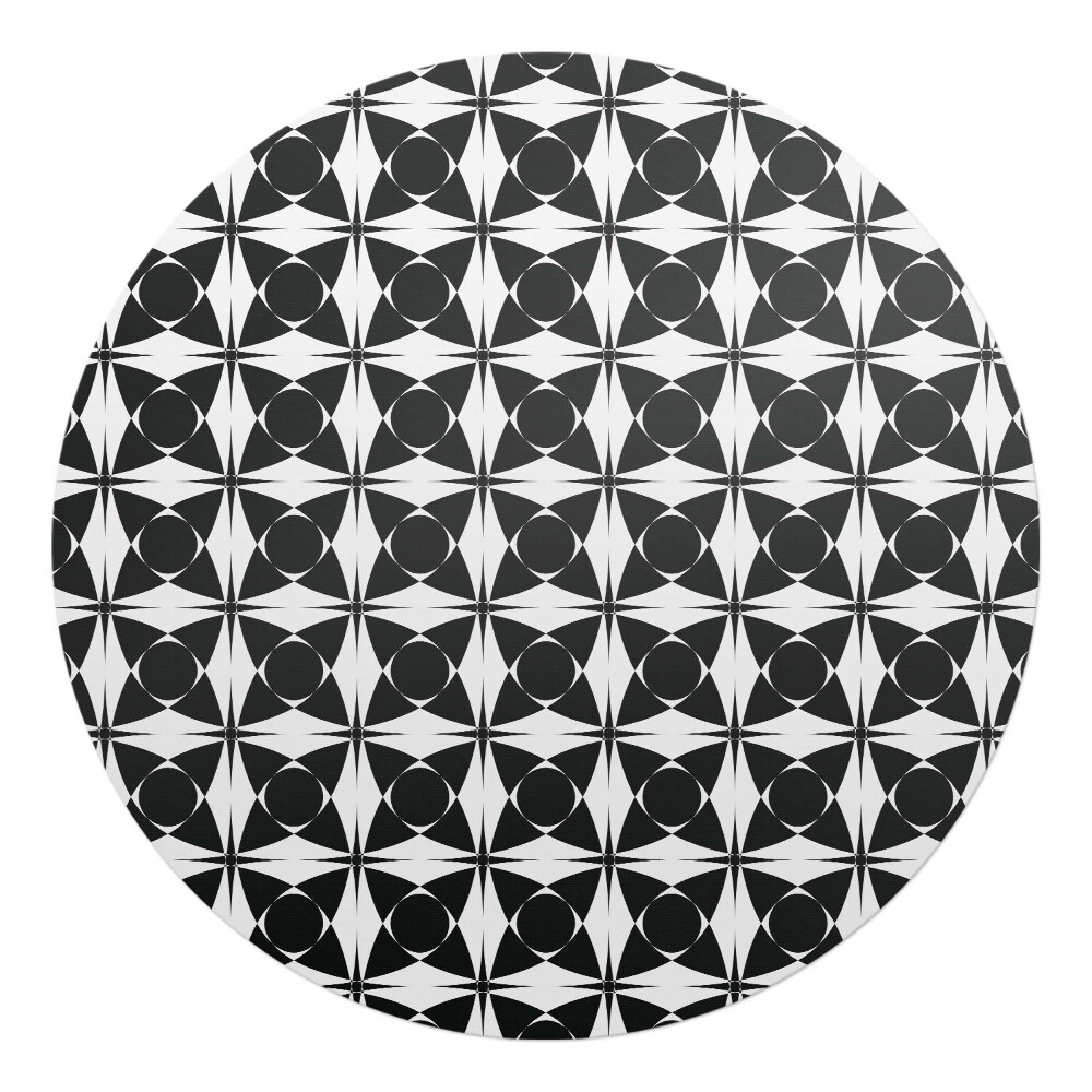 Ochranná podložka pod židli kulatá Geometrický retro vzor