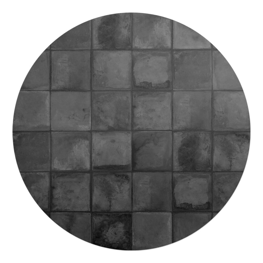 Ochranná podložka na podlahu kulatá Tmavé retro dlaždice