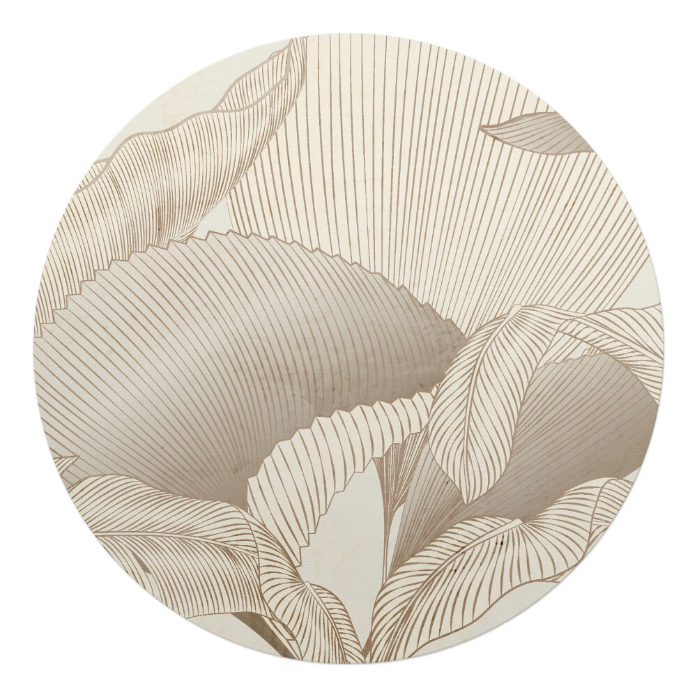 Podložka pod židli kulatá Listy v jemných liniích