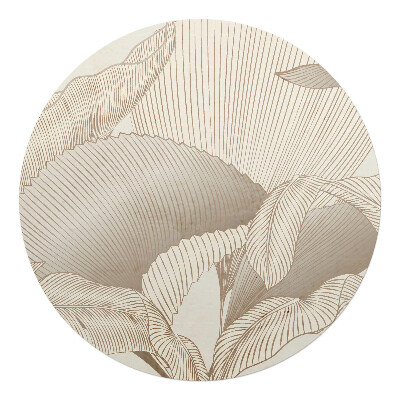Podložka pod židli kulatá Listy v jemných liniích