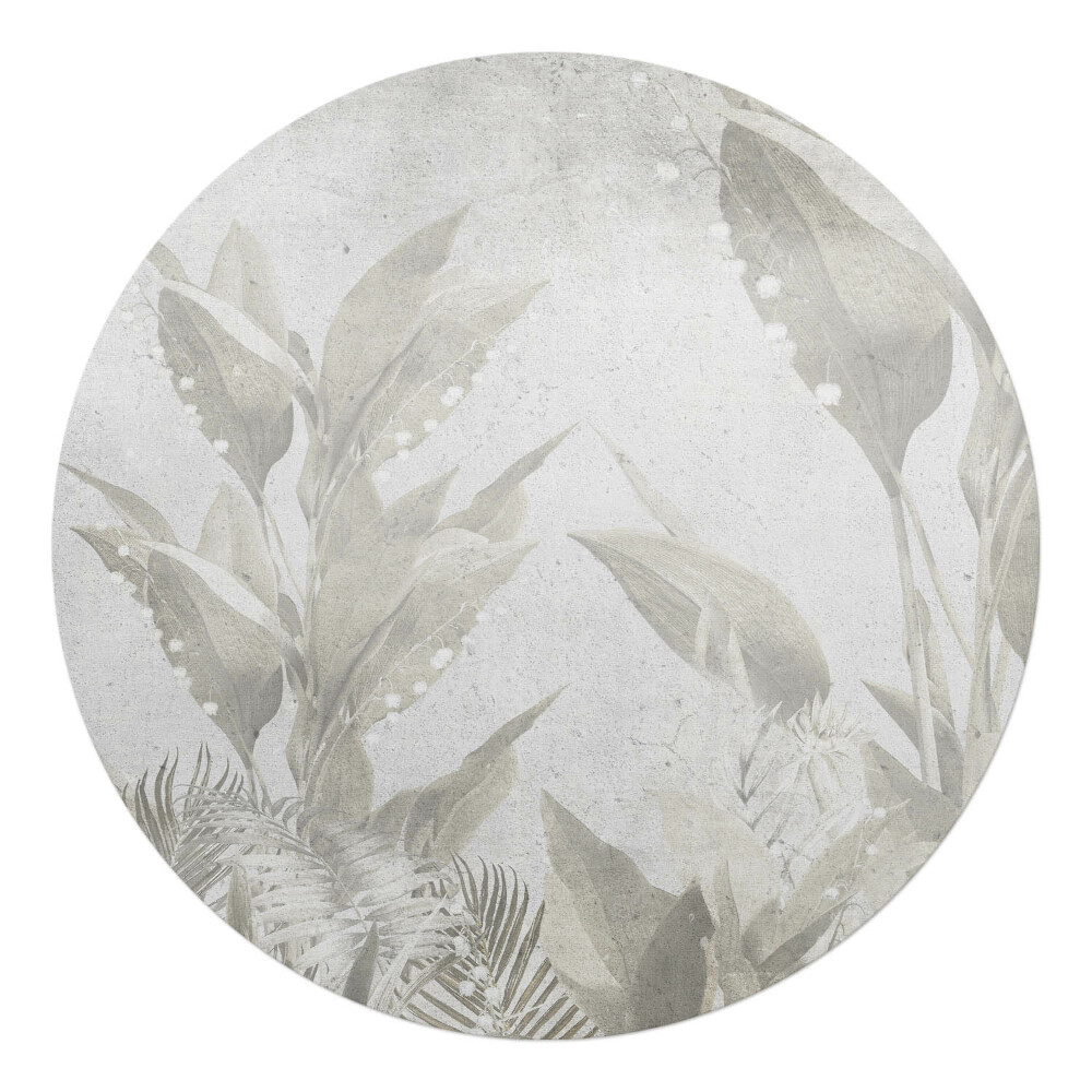 Podložka pod křeslo kulatá Decentní retro listy