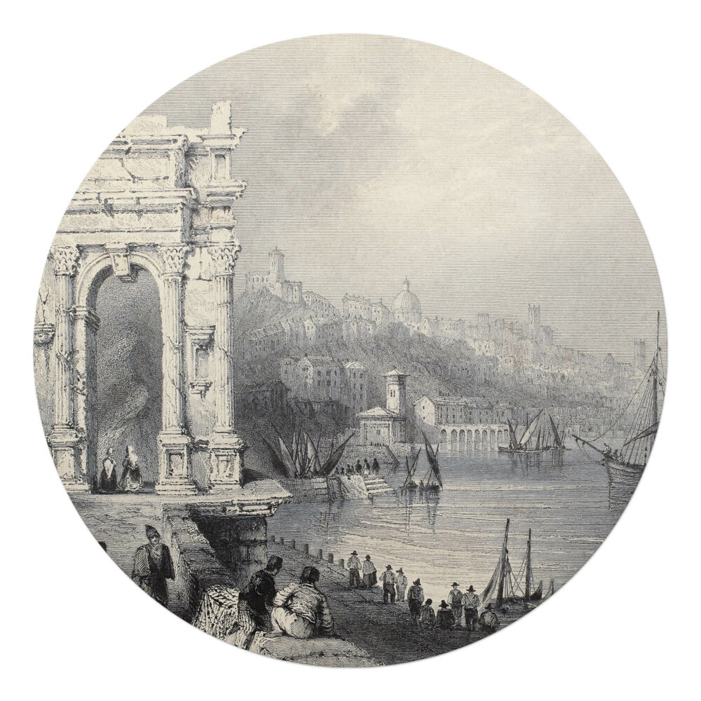 Ochranná podložka na podlahu kulatá Starověká brána a přístav