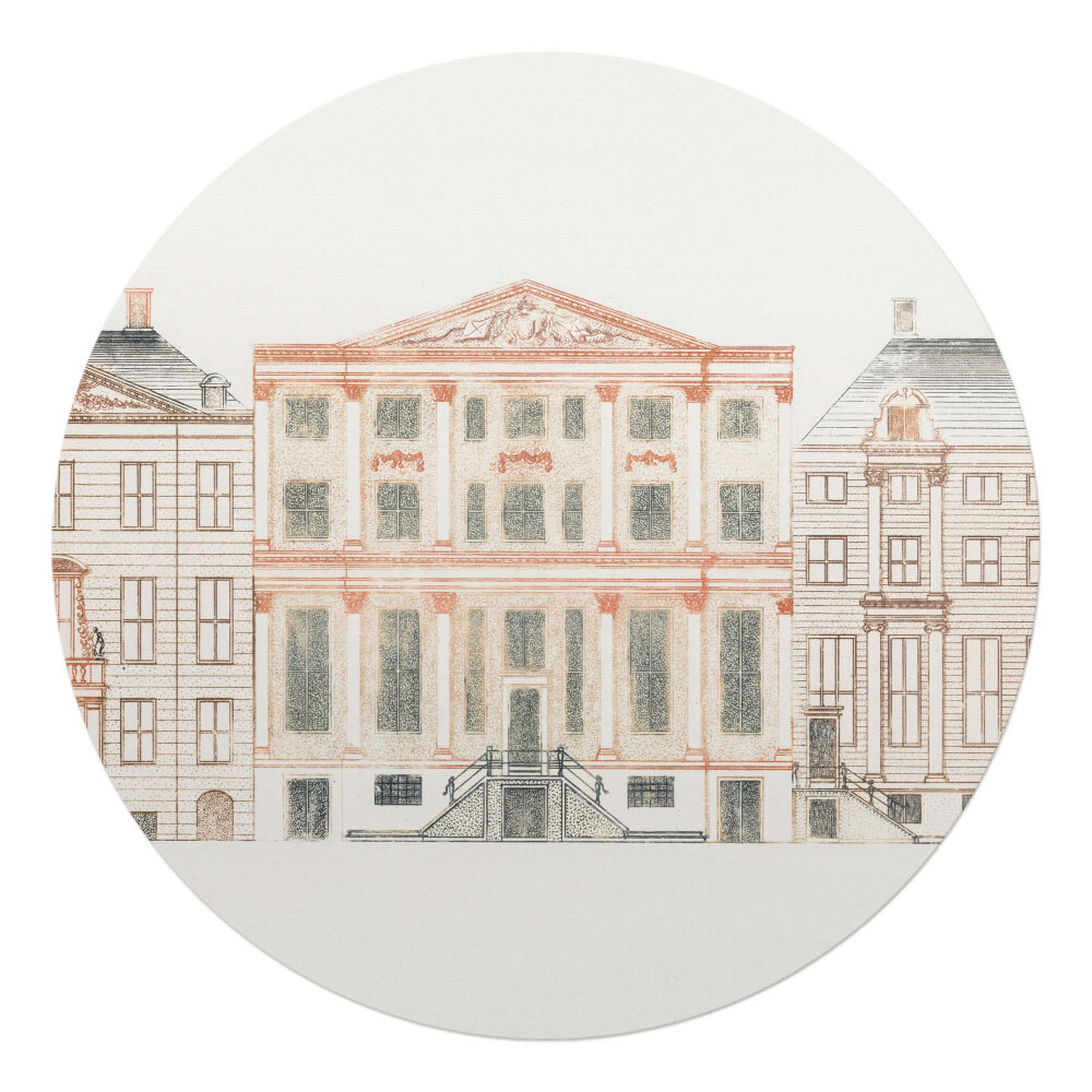 Ochranná podložka pod židli kulatá Kresba činžovních domů