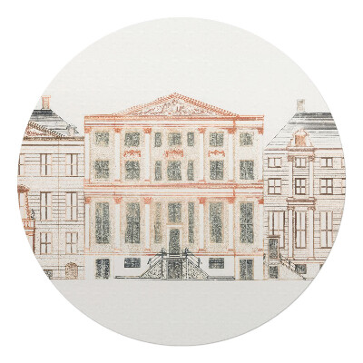 Ochranná podložka pod židli kulatá Kresba činžovních domů