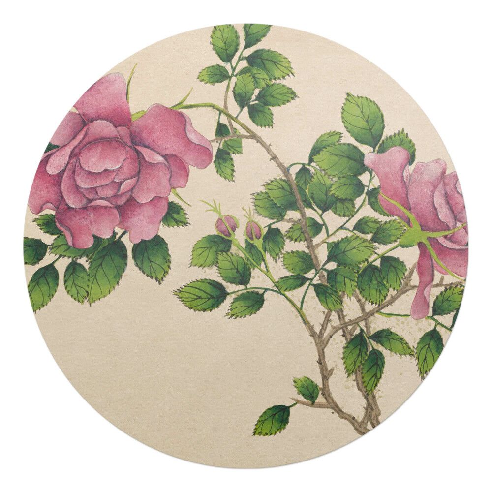 Ochranná podložka pod židli kulatá Kytice růží retro