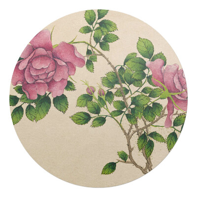 Ochranná podložka pod židli kulatá Kytice růží retro