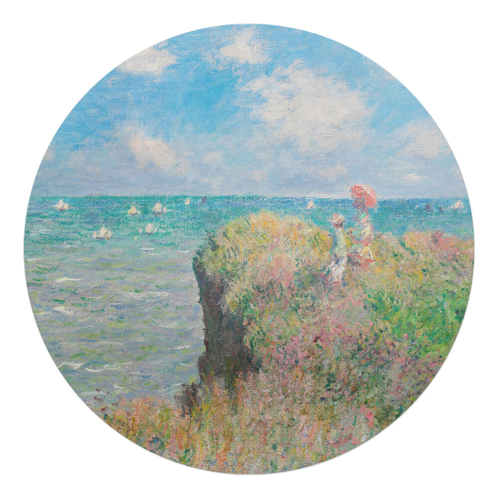 Podložka pod křeslo kulatá Mořská krajina s útesem